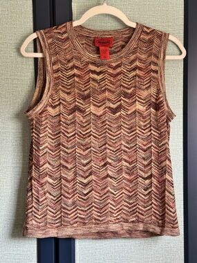 Missoni for Target Gold + Brown Chevron Knit Sleeveless Top, Size L